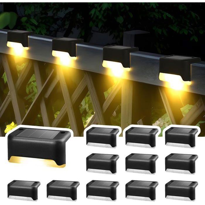 Lampes solaires d'extérieur - JEIIBRZUI - Lot de 12 - LED étanches - Noir et blanc chaud - Jardin contemporain