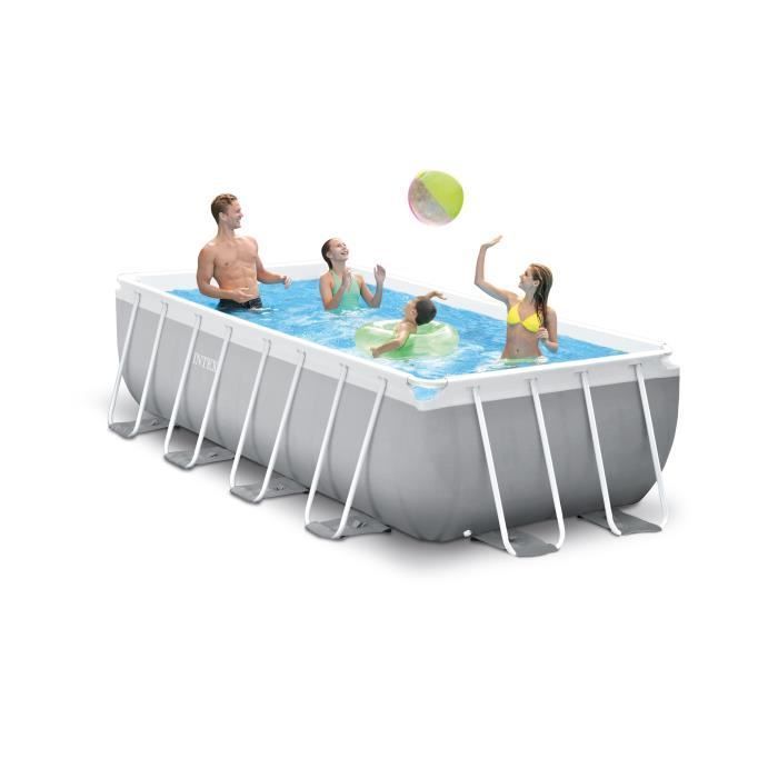 Kit de piscina tubular desmontable Intex - Estructura Pris - 400 x 200 x 100 cm - Rectangular (Incluye bomba y escalera) - 26788NP