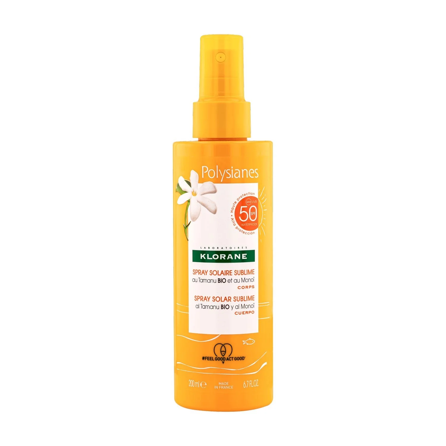 Polysianes Spray Solare Sublime SPF 50 al Monoï e Tamanu BIO - Spray solare corpo alta prot.
