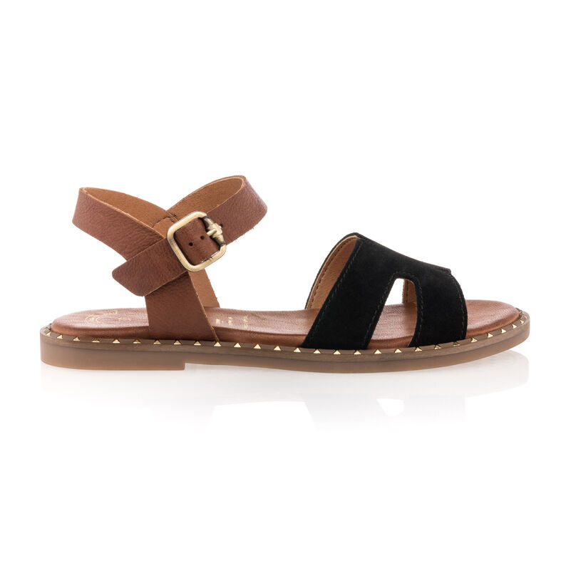 Svarta sandaler / skor med öppen tå för kvinnor