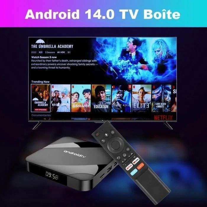 Android TV Box TV98 ATV, OUTUOTWQ Android 14 TV BOX Amlogic S905W2 Vídeo 8K 4GB RAM 32GB ROM WiFi 2.4G/5G Compatível com Netflix etc.