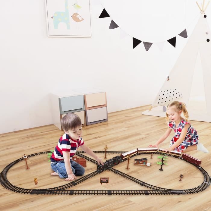Classic black train set, Christmas electric train set for children, toy set, car, track
