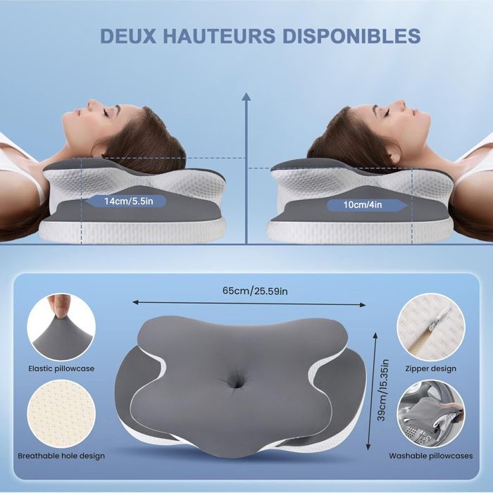 Almohada cervical de espuma viscoelástica para el dolor de cuello y hombros, almohada ortopédica ergonómica de soporte para el cuello.