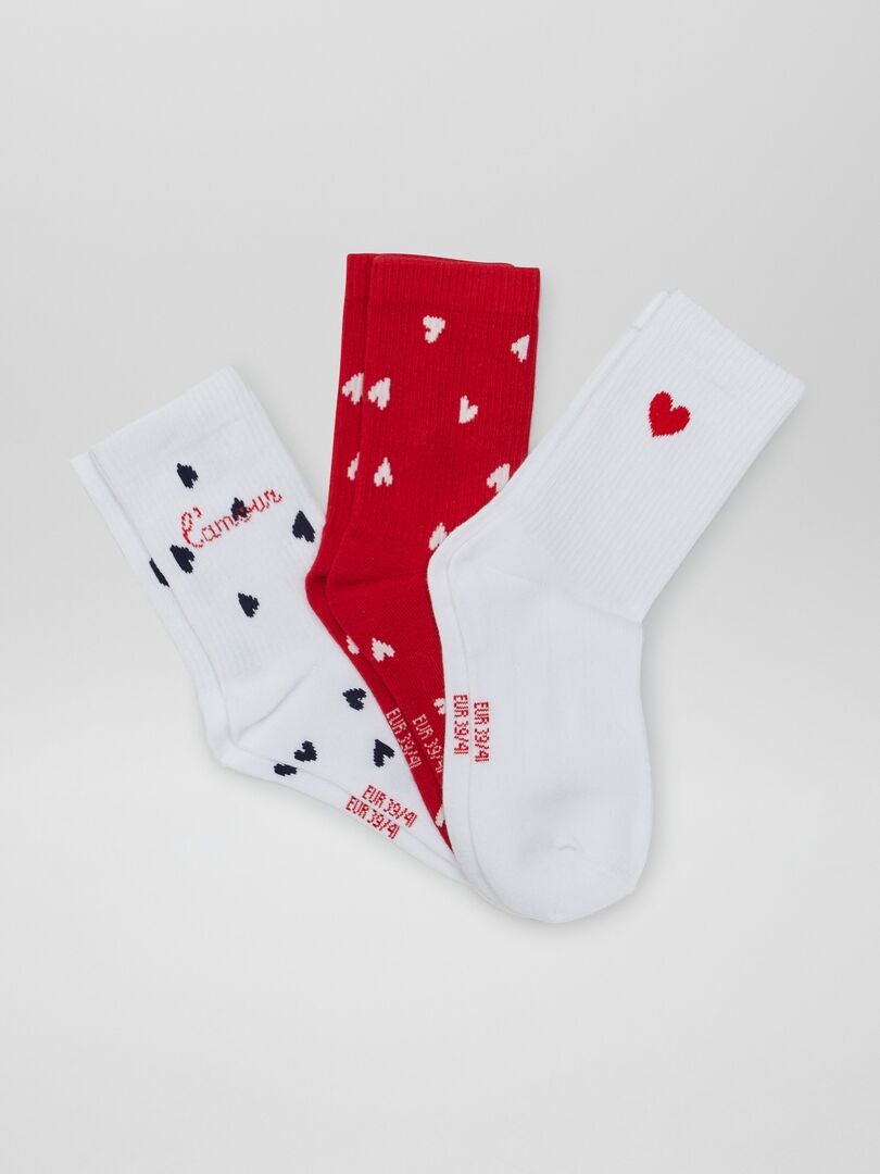 Conjunto de 3 pares de meias 'Dia dos Namorados' - VERMELHAS