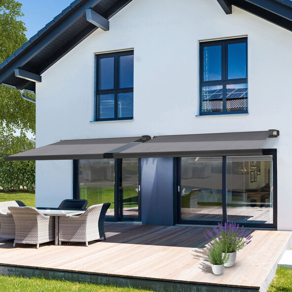 LED full cassette awning ELOS V2 incl. wind sensor, anthracite, 400 x 300 cm