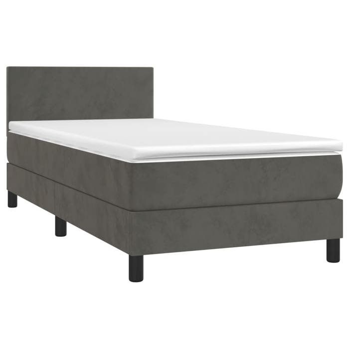 Estructura de cama con colchón - Maison Exclusive - Terciopelo gris oscuro - 80x200 cm - Máxima relajación