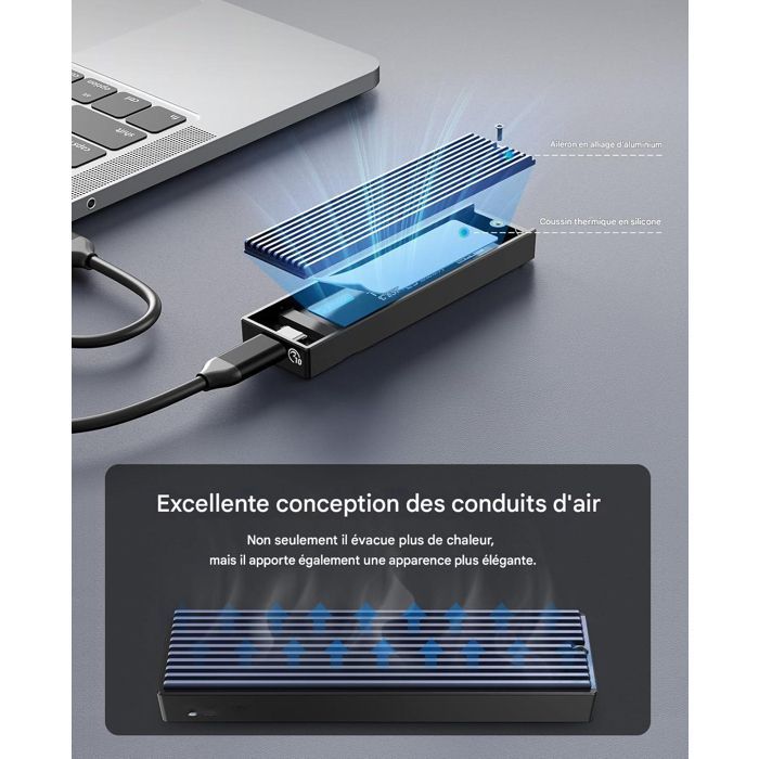 Disque Dur Externe - Boîtier Disque Dur, Boîtier SSD M.2 NGFF, 5Gbps, USB3.1 Gen2 - pour M+B Key, B-Key 2230/2242/2260/2280 SSD