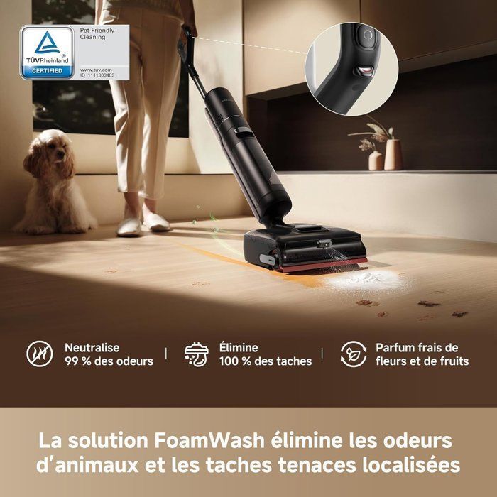 DREAME H15 Pro FoamWash - Aspirateur Laveur - Nettoyage Ciblé - Solution à Rapport Intelligent - Bras Robotisé IA 2.0- TangleCut 2.0