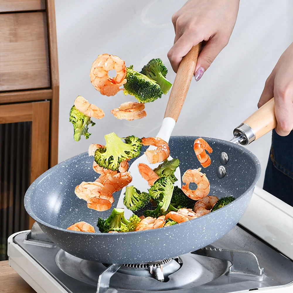 Poêle antiadhésive 26 cm/28 cm/30 cm, wok, poêle à œufs et steak, compatible induction et gaz, ustensiles de cuisine, casserole à crêpes.