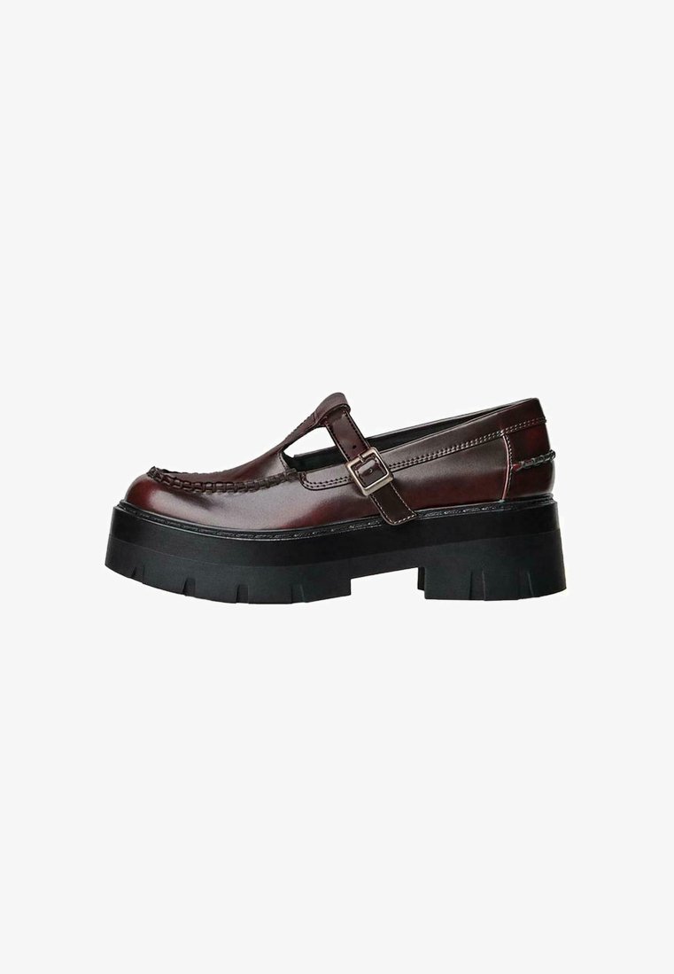 Bershka CHUNKY STRAPPY - Slipper - Dunkelrot