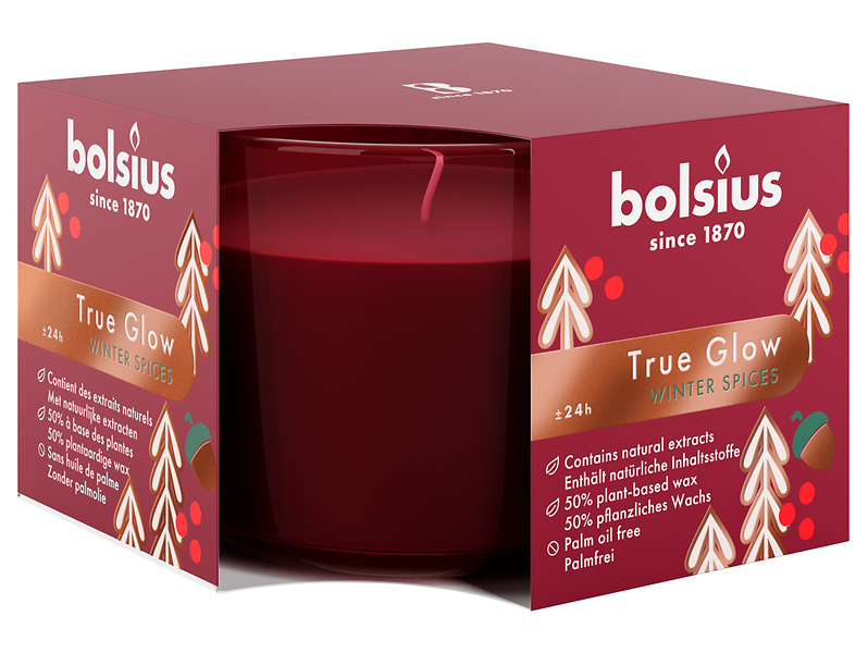 Świeca zapachowa w szkle True Glow Winte Spices czerwona