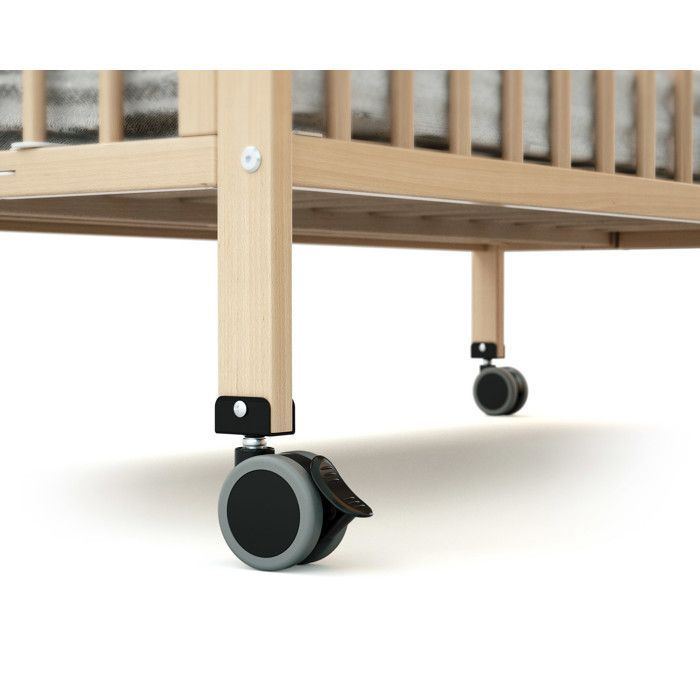 AT4 - FLOW Folding Wooden Baby Cot 60 x 120 cm Varnished Beech - One Size