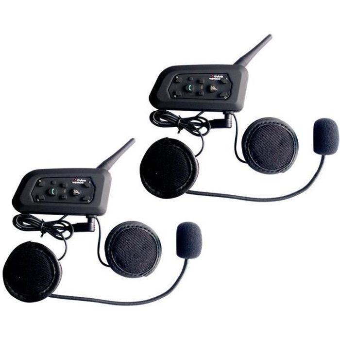 2x Intercom Moto Vnetphone V6-1200 Bluetooth étanche 1200m, micro, jusqu'à 8h, pour 6 motards