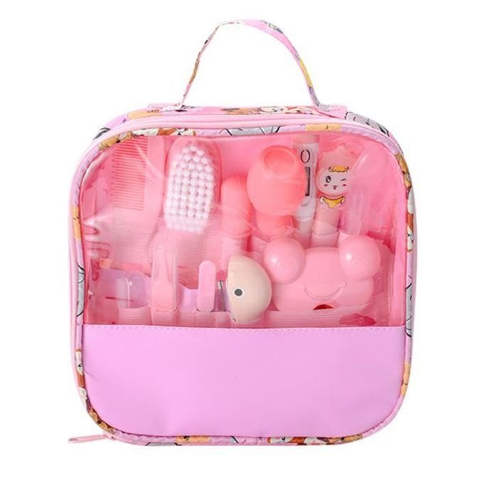 Babypflege-Set – 13-teilig – Walform – Wichtigste Babypflegeprodukte – mit Aufbewahrungstasche – Rosa