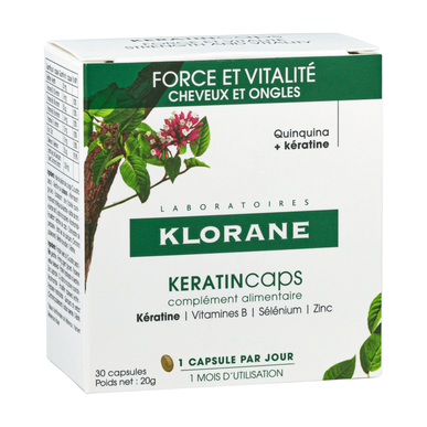 Klorane Keratinkapsler Styrke og Vitalitet Hår og Negler Oral Keratin Anti-Hårtap Kapsler 30 kapsler