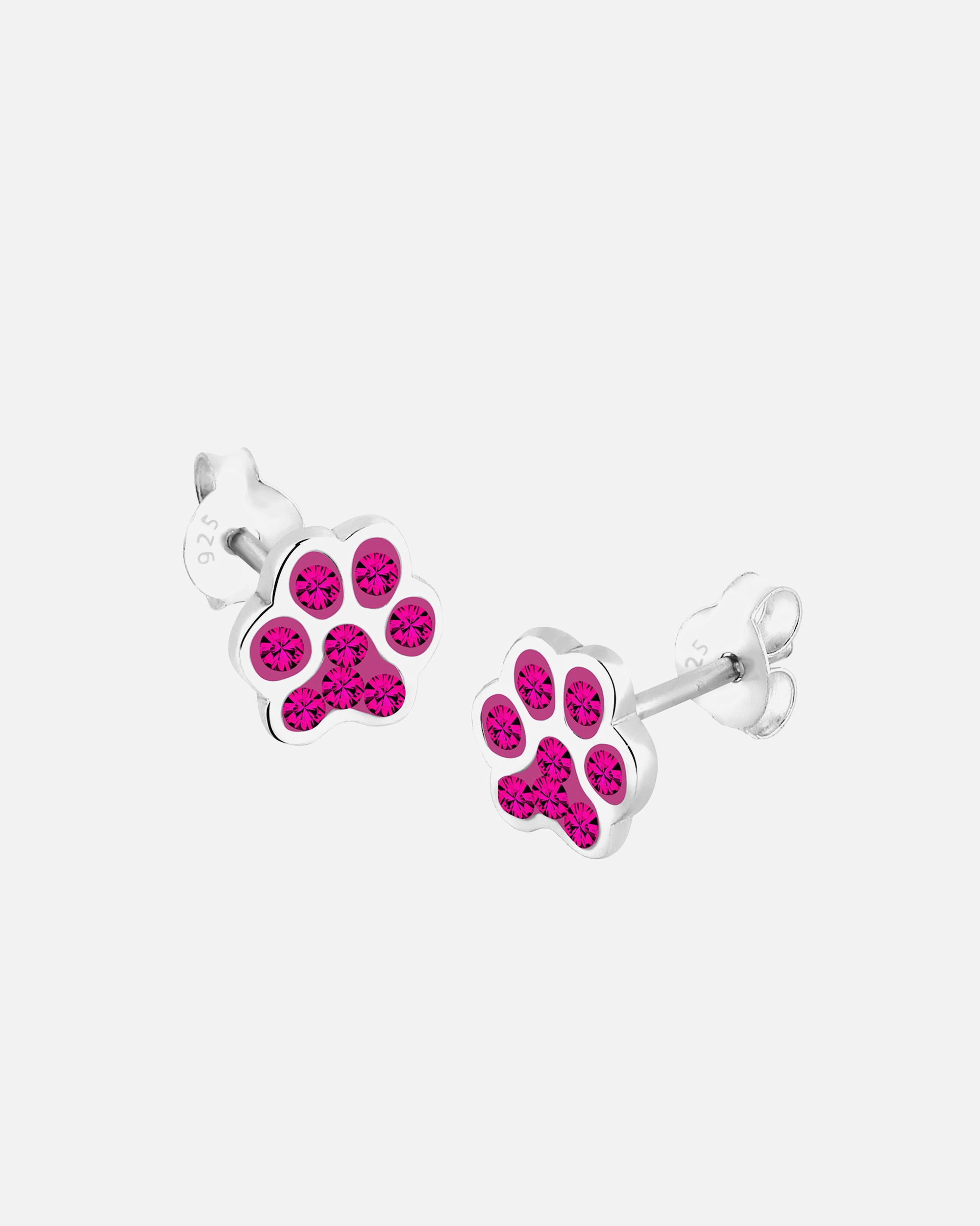 Elli Femmes Clous d'oreilles Patte Chien Chat avec Cristaux en Argent Sterling 925