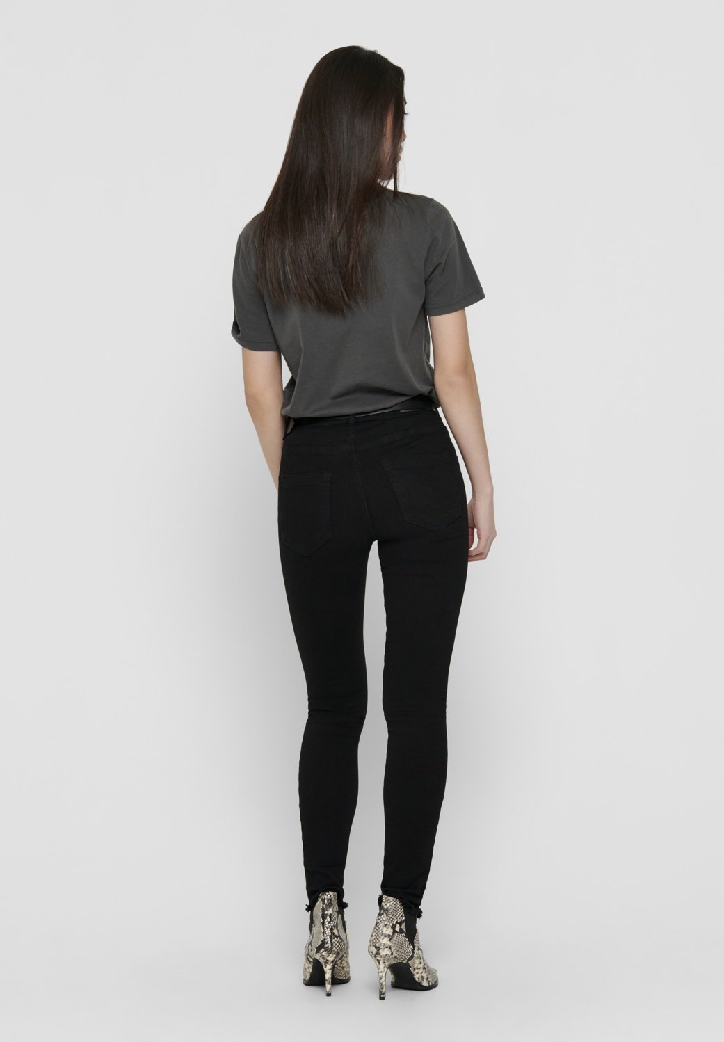 SOLO SU ONLLUSH MID RAW - Jeans Skinny Fit - denim nero