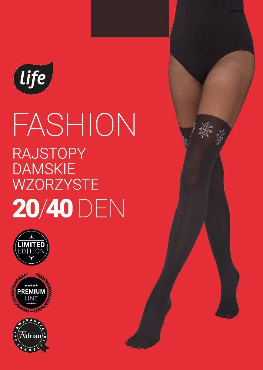 Life Rajstopy damskie wzór Śnieżynki Rozm.3