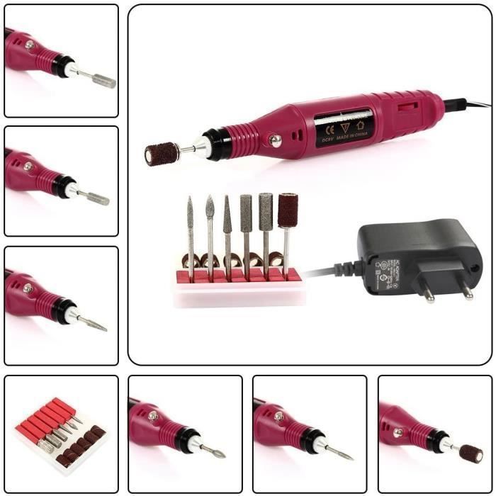 Kit Ponceuse Prof Electrique Lime Ongles Manucure Avec Embouts ponage 220-240V wake