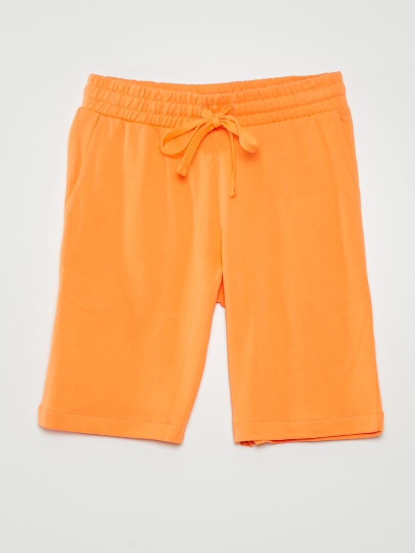 Pantalones cortos de color liso en tejido polar - NARANJA