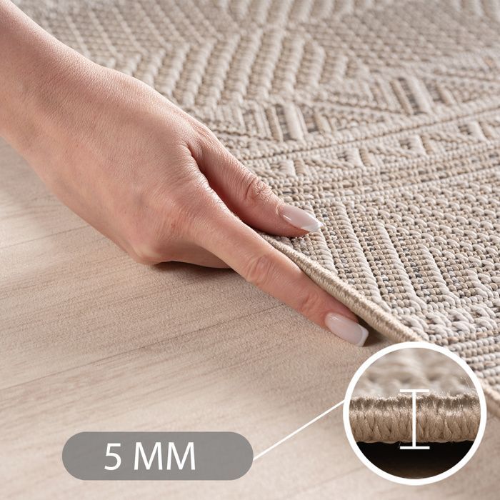 Tappeto da esterno SIMPEX beige 140x200 cm, per cucina, design scandinavo bohémien