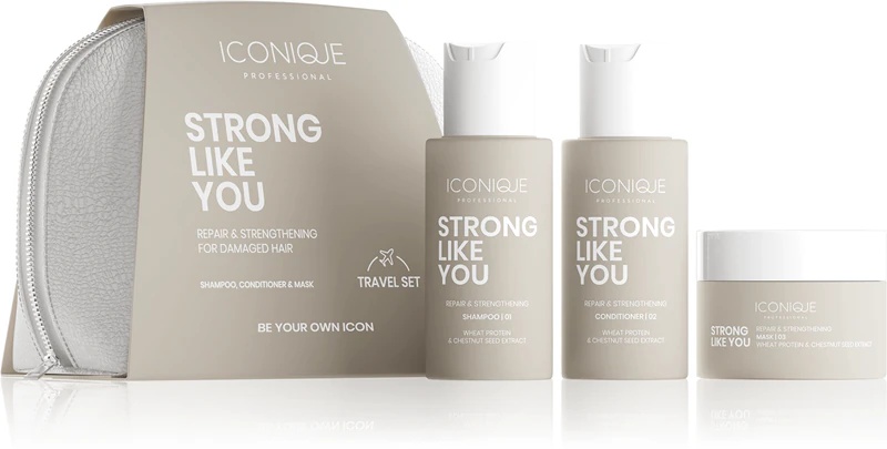 ICONIQUE Professional STRONG LIKE YOU Repair & Strengthing Set potovalni komplet za poškodovane lase