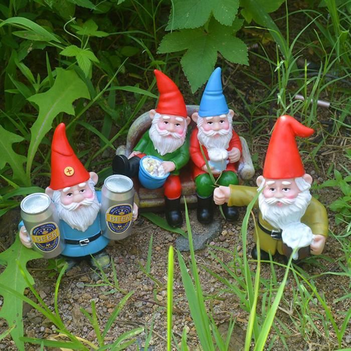 Escultura de gnomo cervecero - OKUMGGYJ - Resina - Decoración de jardín - Micropaisaje