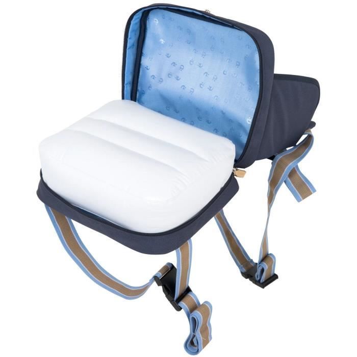 Réhausseur de chaise bébé - ROBA - Pliable - Coussin gonflable - Ceinture ajustable - 6 mois / 3 Ans (15 Kg) - Bleu marine