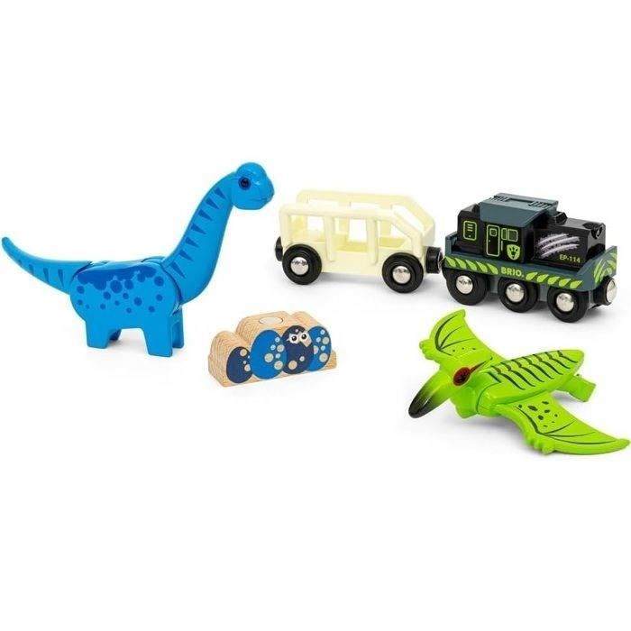 Trenino elettrico a batteria Brio Dinosaur - Dinosauro incluso - per set di trenini in legno - Età 3+ - Brio World - 36096