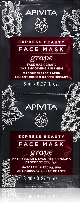 Máscara facial firmadora e antirrugas Apivita Express Beauty com aroma de uva.