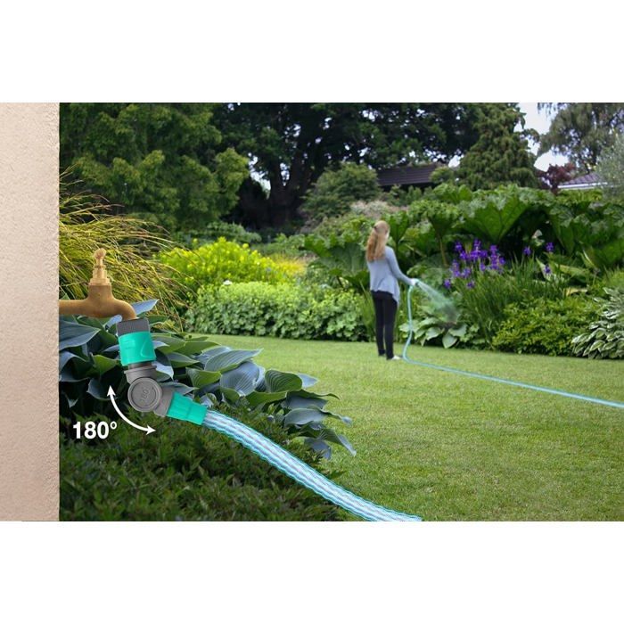 Manguera de jardín extensible - Longitud de 13,5 a 40 m - Verde - Conector giratorio de 180° - Pistola pulverizadora de 7 chorros