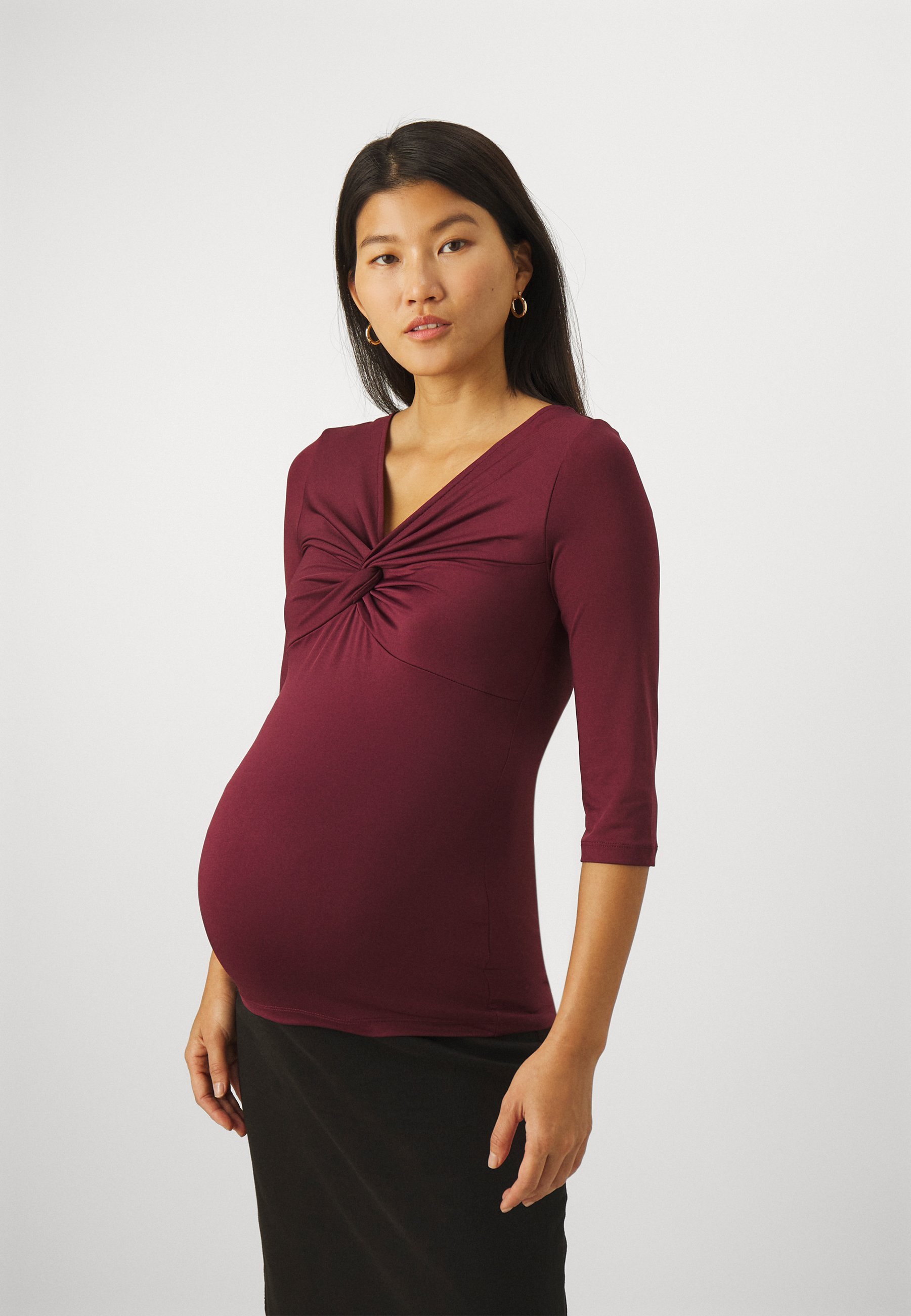 Anna Field MAMA Majica z dolgimi rokavi - temno rdeča