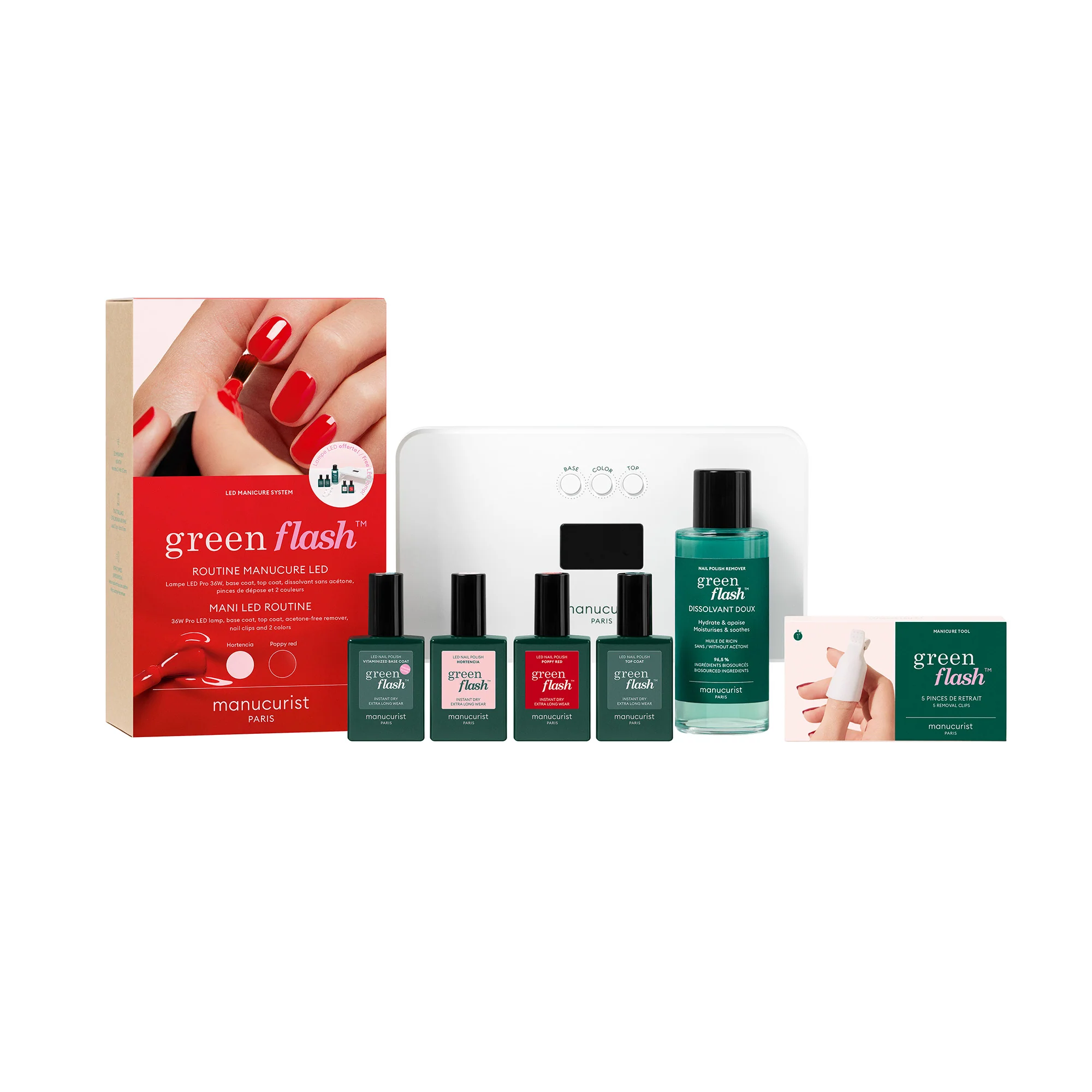 Unghie GREEN FLASH Kit Mani con Lampada a LED 36W - Cofanetto Make Up, Smalto