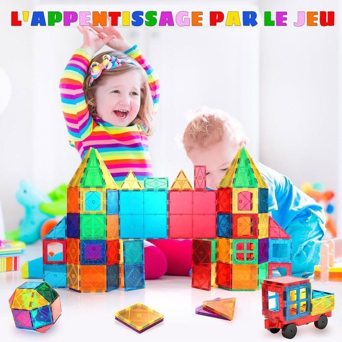 Conjunto de 48 peças de blocos de construção magnéticos - Brinquedo infantil - Brinquedo de construção magnético 3D para crianças de 3, 4, 5, 6, 7 e 8 anos.