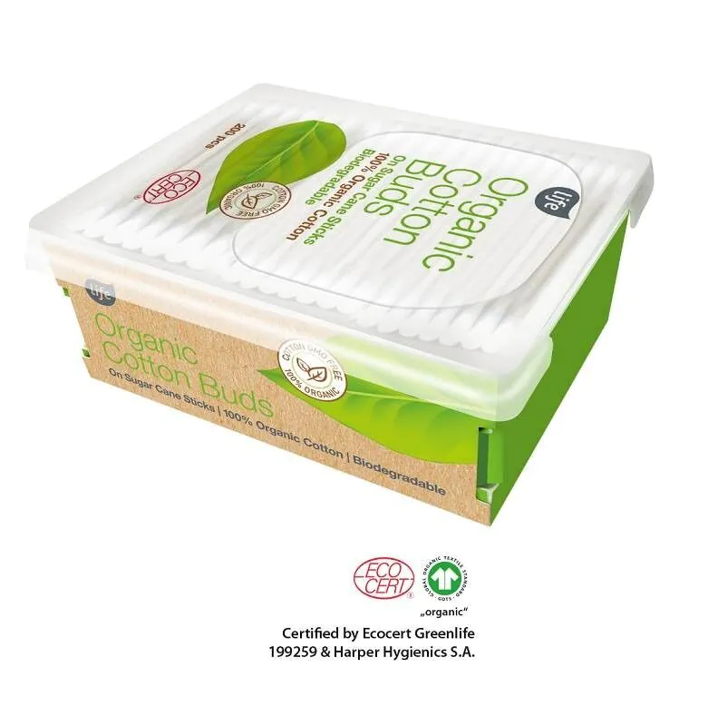 Life Ecocert Biodegradowalne Patyczki Higieniczne z Organiczną Bawełną