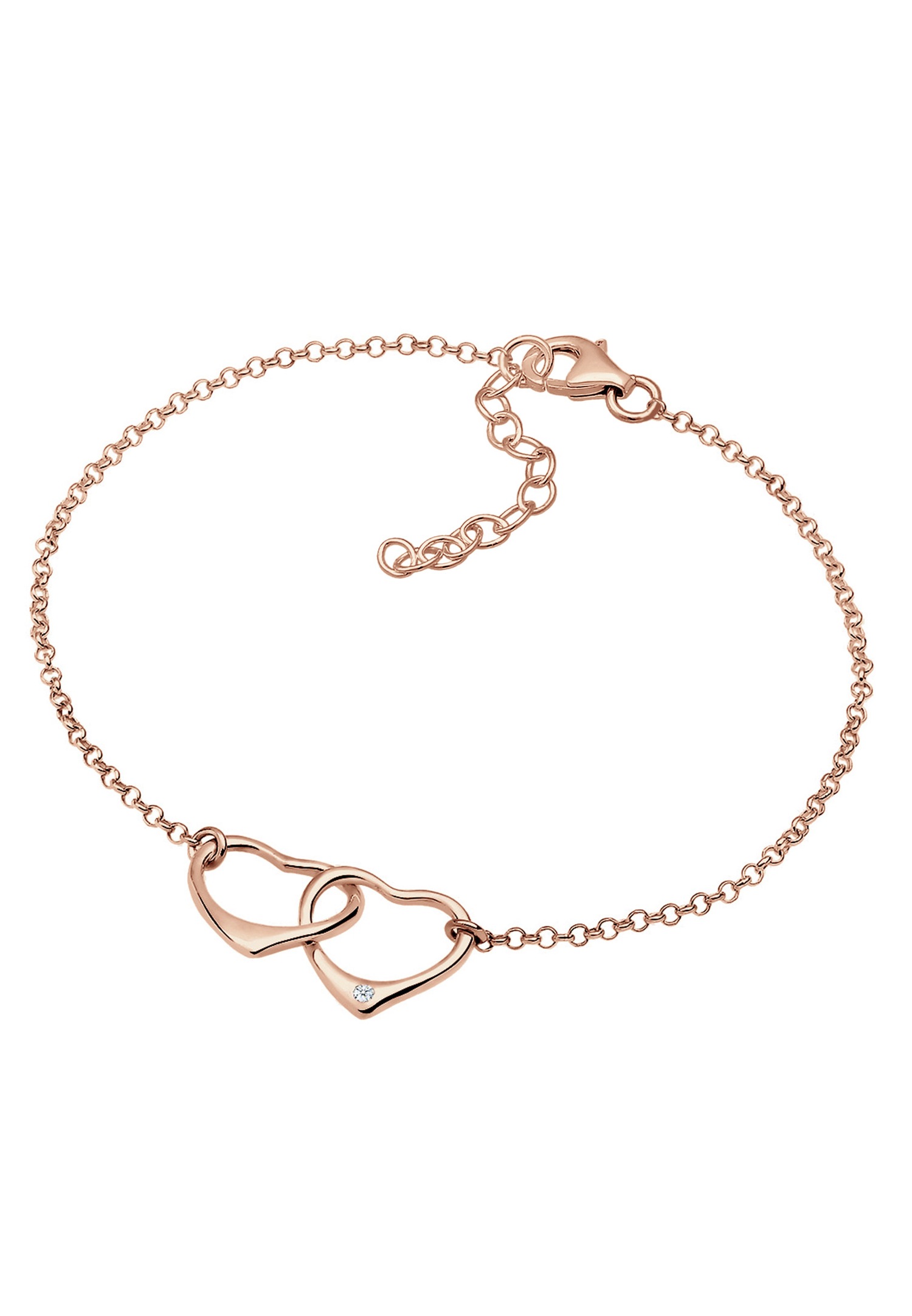 Elli DIAMONDS Femmes coeur entrelacé amour avec diamant (0.015 ct.) en argent sterling 925