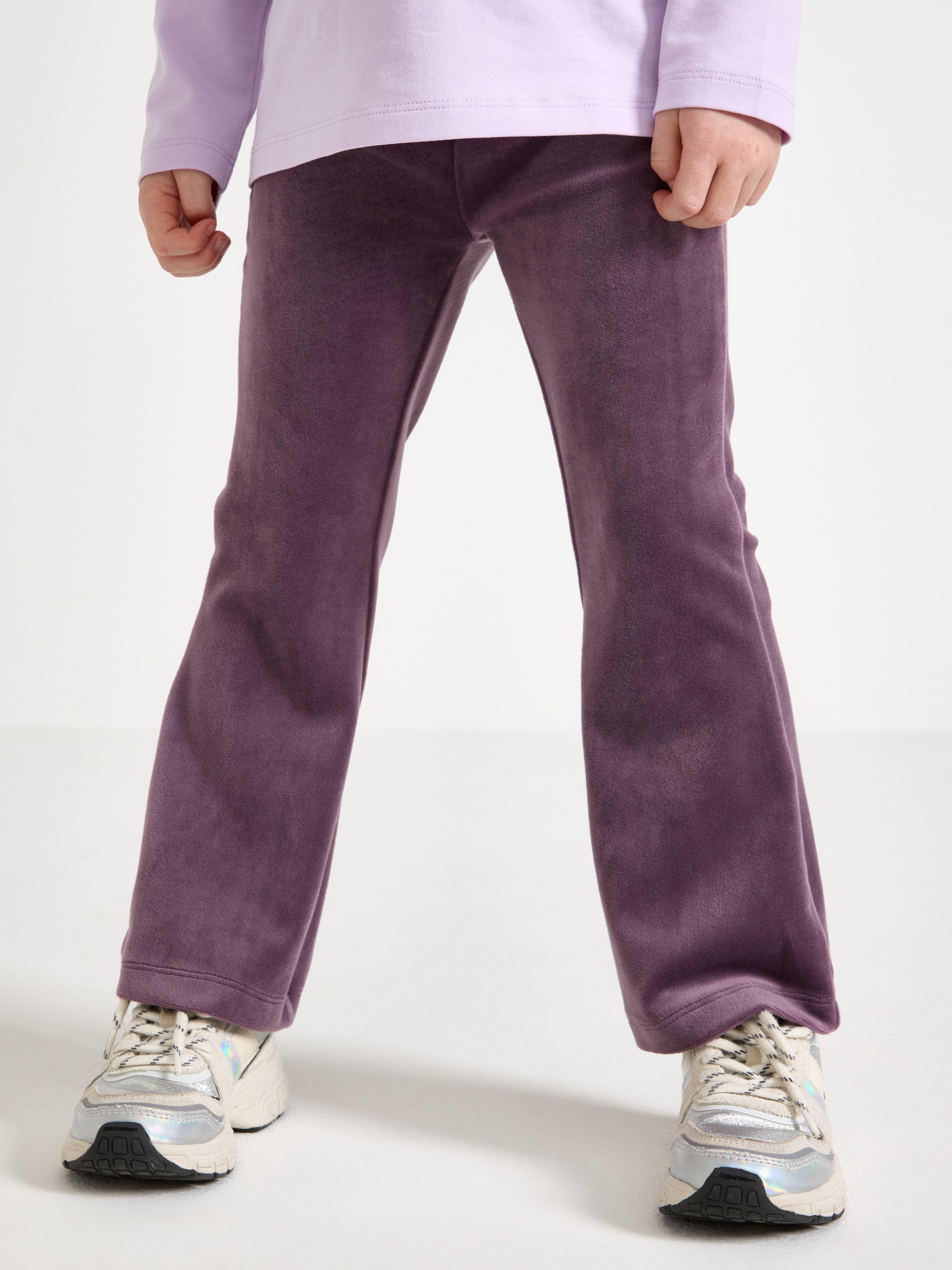 Utsvängda legíny a velur Light Dusty Lilac