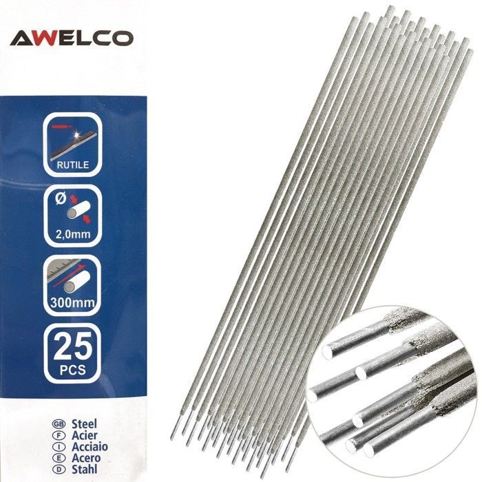 Case of 25 Steel Electrodes 2 x 300 mm Coated Rods All-Position Welding AWELCO