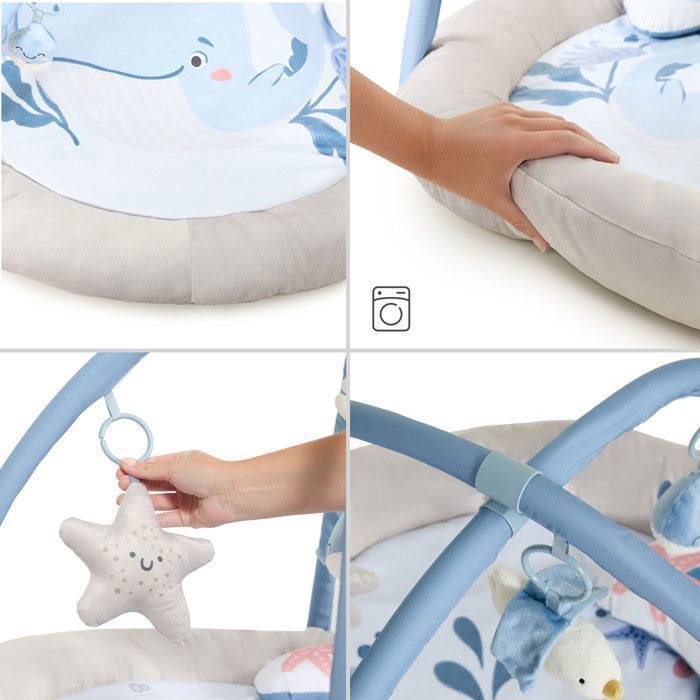 Tapis d’Éveil Bébé Kinderkraft COZYPLAY – Doux et Moelleux, Arches avec Jouets Inclus, Lavable en Machine, Nordic Breeze