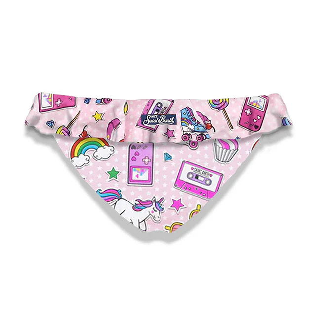 Meisjeszwembroekje met ruches en patchprint uit de jaren 90