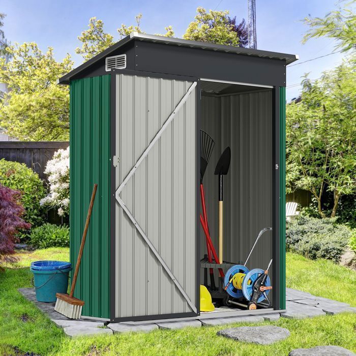 Abri de Jardin Métal 1,05M2 - RELAX4LIFE - Acier Galvanisé - 2,5 m3 - Porte avec Loquet - 2 Paires de Gants - Vert Clair
