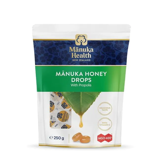 Cukierki z Miodem Manuka MGO 400+, Propolisem i Witaminą C, 250 G