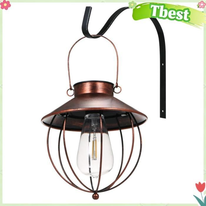 Tbest Paquete de 2 luces solares de pared para exteriores, bolardo solar vintage para jardín, 1 paquete