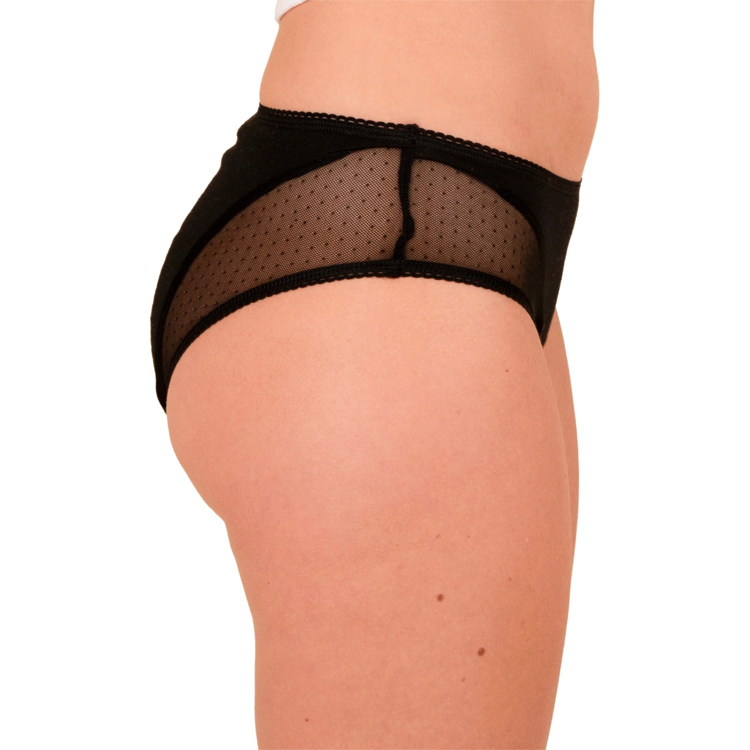 jho Culotte menstruelle noire plumetis flux moyens