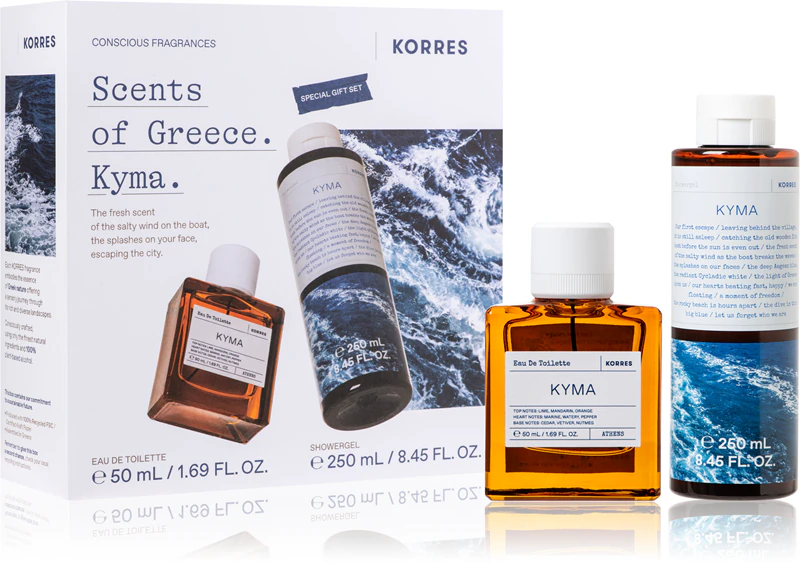 Conjunto presente unissex Korres Kyma perfumado