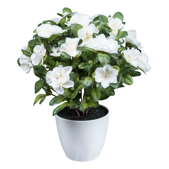 Arbust artificial de azalee într-un ghiveci de plastic, 32 cm