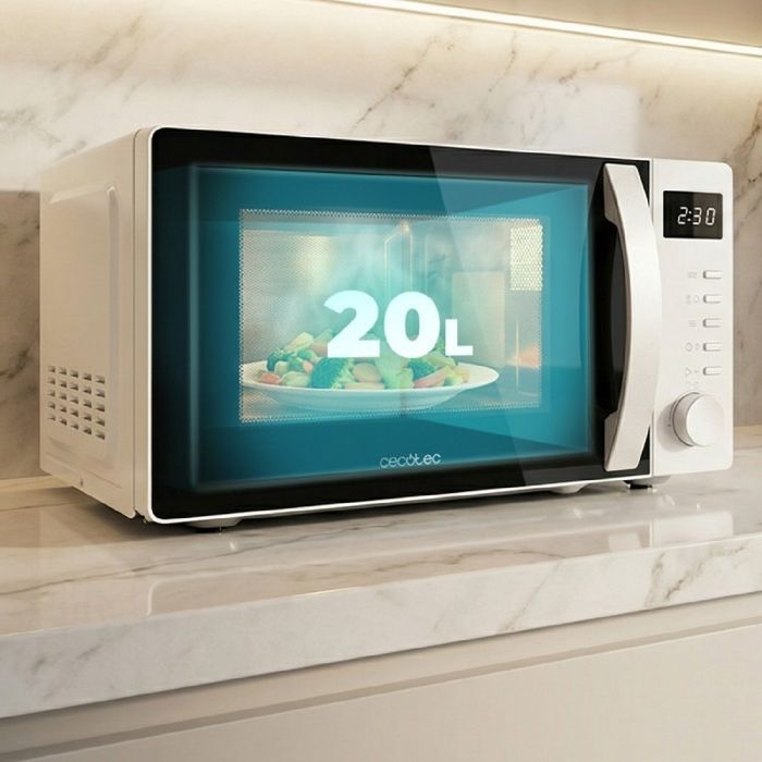 Microondas digital Cecotec Proclean 5005 blanco. 700 W, 20 L, tecnología 3DWave, 5 niveles, temporizador de 30 minutos.