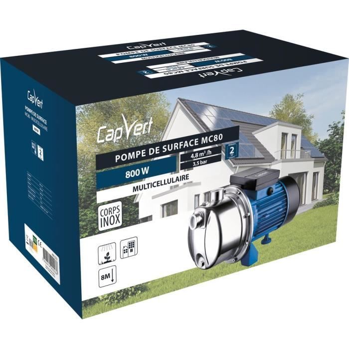 Pompe multicellulaire - CAPVERT - MC80 - 800 W - Pression 3,5 bar - Débit 4,8 m³/h