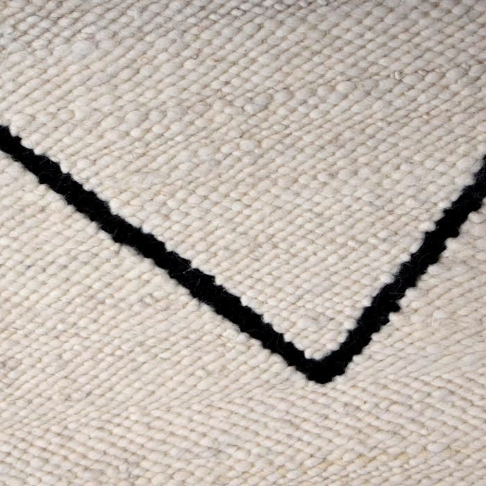 tapis salon 160x230 fait main en laine beige et noir rectangle motif berbère
