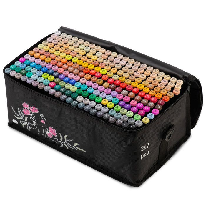 Marqueurs à alcool - JANSHOP - 262 pièces - NK-915 - Pointes doubles - Couleurs saturées - Encre à alcool